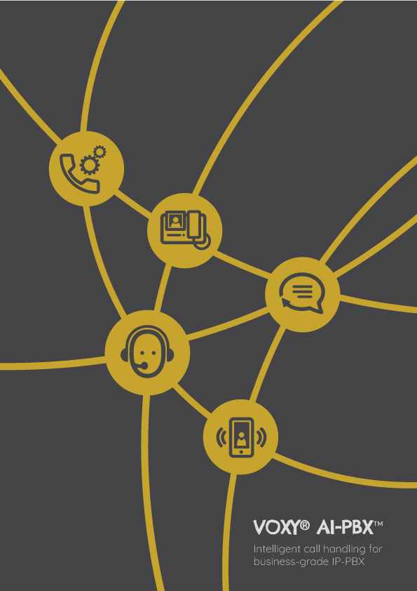 VOXY AI-PBX intelligent call handling brochure cover